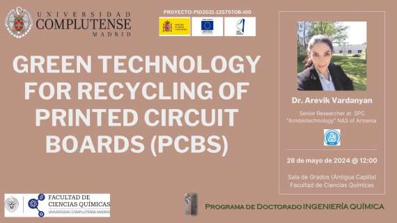 Seminario de la Dra. Arevik Vardanyan titulado "Green Technology for Recycling of Printed Circuit Boards (PCBs)"